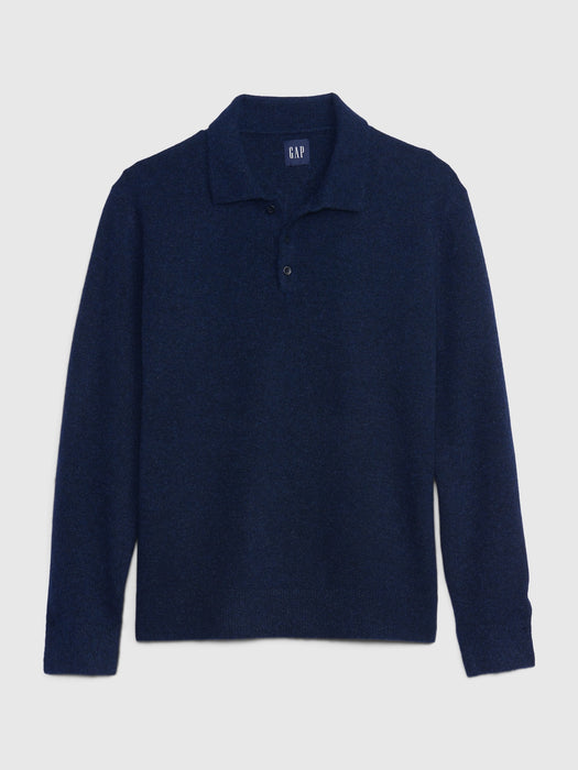 Recycled Polo Sweater - blue