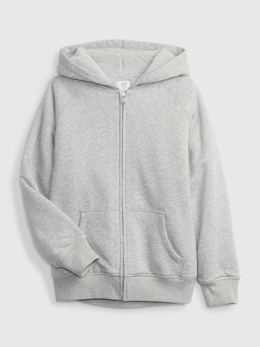 Kids Sherpa-Lined Hoodie - light heather gray