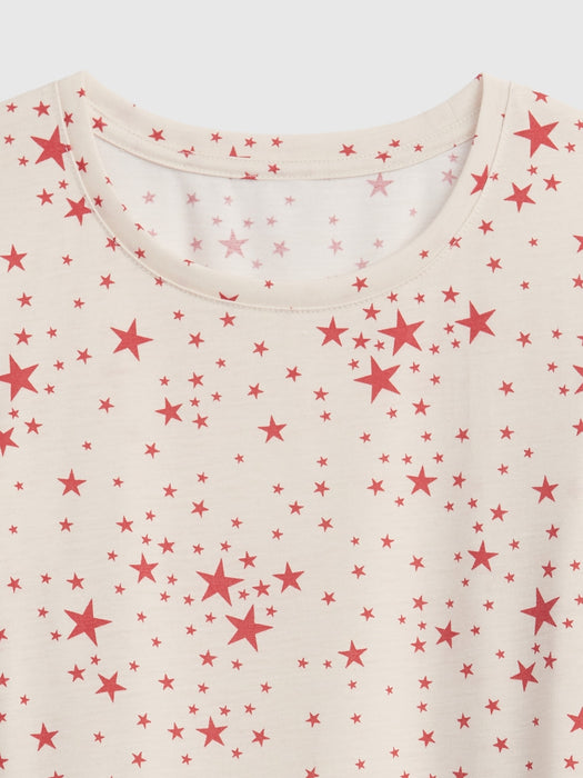 Kids 100% Recycled Star PJ Dress - multi pink birch