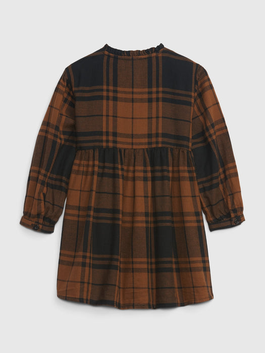 Toddler Plaid Dress - brown black plaid