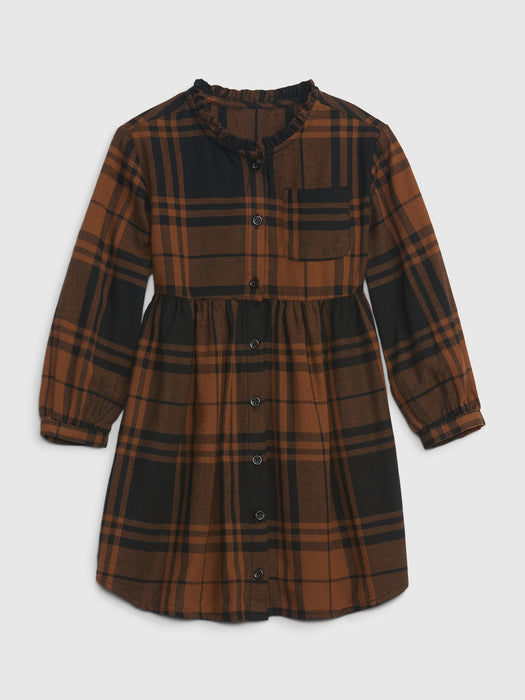 Toddler Plaid Dress - brown black plaid