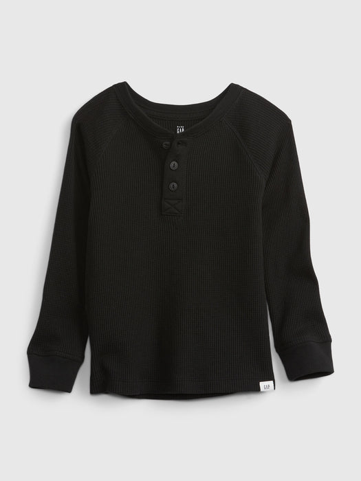 Toddler Waffle Henley T-Shirt - black