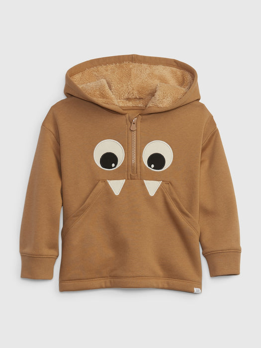 Toddler Sherpa-Lined Monster Hoodie - holiday brown