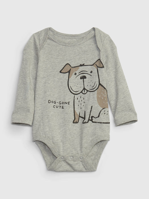 Baby 100% Organic Cotton Graphic Bodysuit - light heather gray