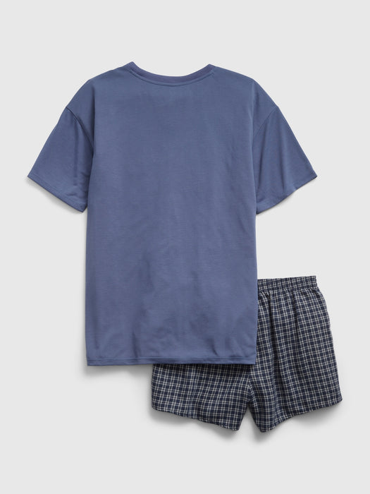 Teen 100% Recycled PJ Shorts Set - bainbridge blue