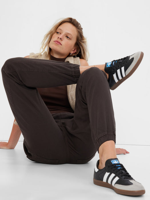 Ribbed Pull-On Joggers with Washwell - brown noir