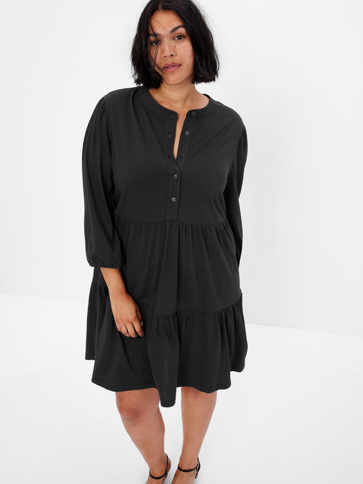 Puff Tiered Mini Dress - black