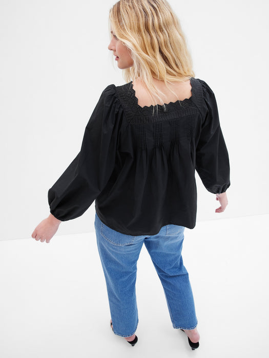 Puff Sleeve Button-Front Top