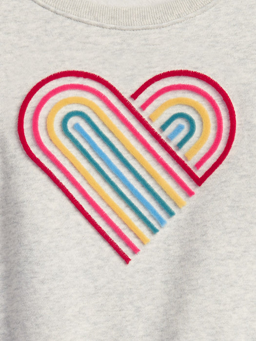 Toddler Raw Hem Crewneck Heart Graphic Sweatshirt