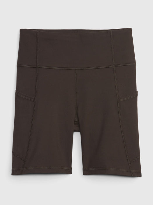 GapFit High Rise Recycled Power Pocket Bike Shorts - brown noir