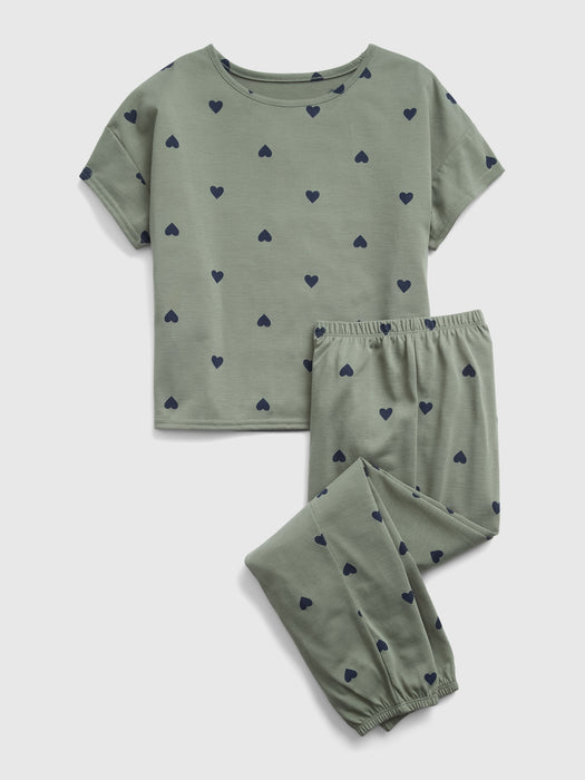 Kids 100% Recycled PJ Jogger Set - gasoline green