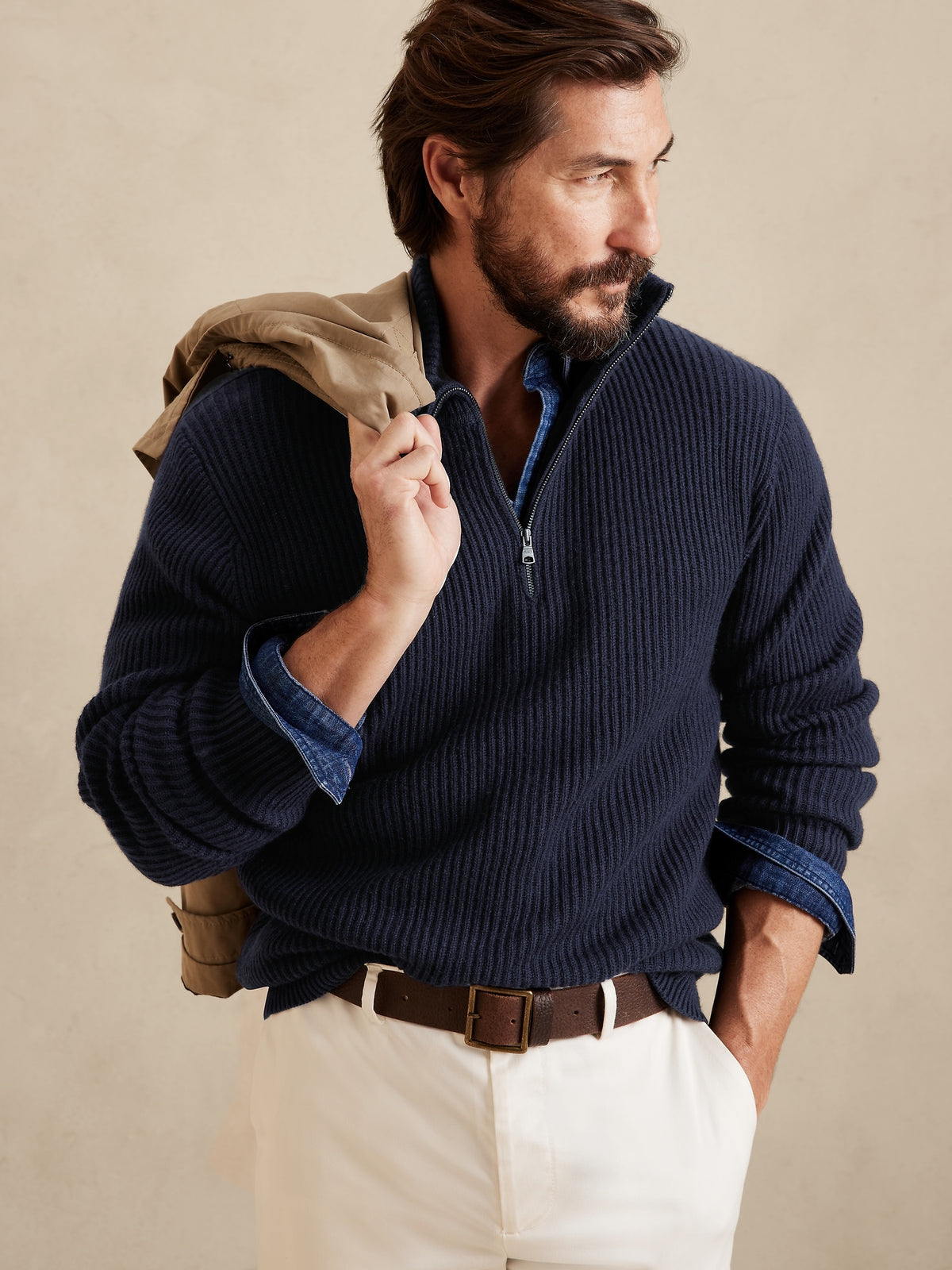 Anzio Merino-Cashmere Half-Zip Sweater — GAP (International)