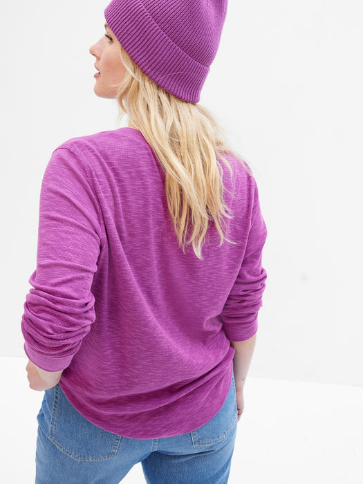 Rib Henley T-Shirt - hollyhock purple