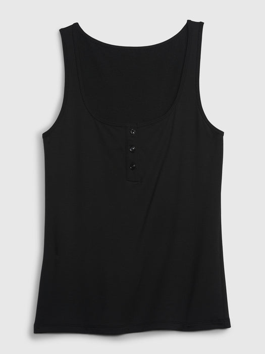 LENZING&#153 Modal Supersoft Henley Tank Top - true black