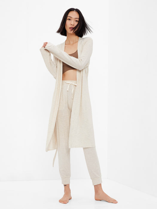 LENZING&#153 Modal Supersoft Robe - oatmeal beige heather