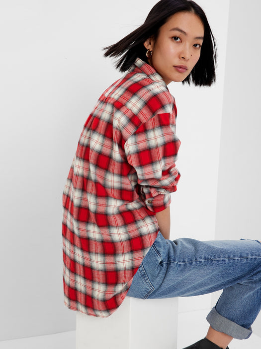 Flannel Big Shirt - red plaid