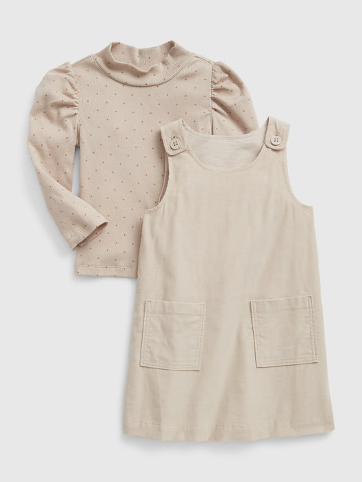 Toddler Corduroy Jumper Outfit Set - cobblestone beige