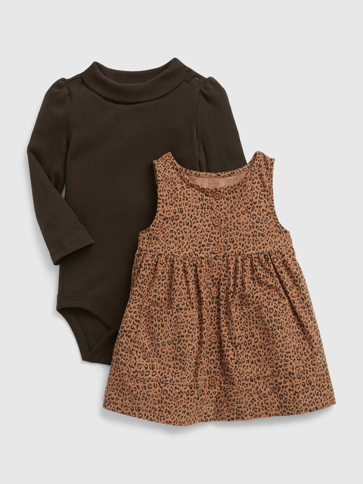 Baby Corduroy Dress Set - brown noir