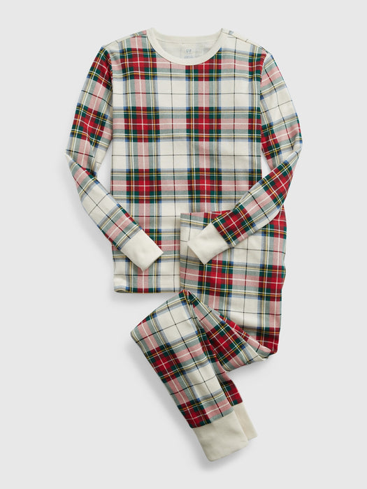 Kids 100% Organic Cotton Plaid PJ Set - red stuart plaid