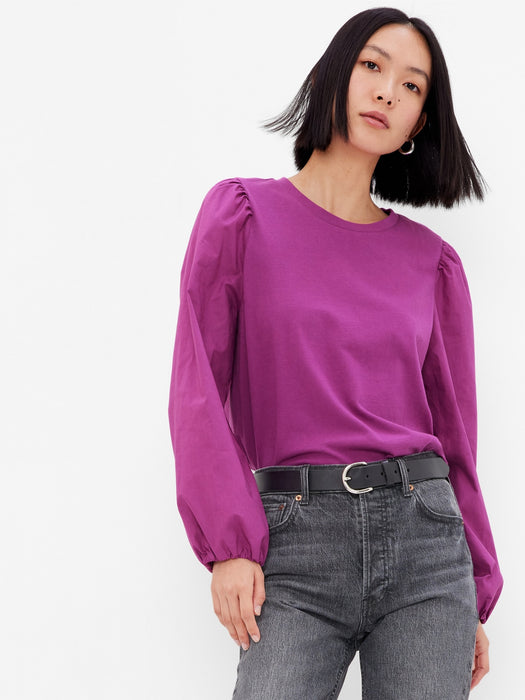 Puff Sleeve Top - hollyhock purple