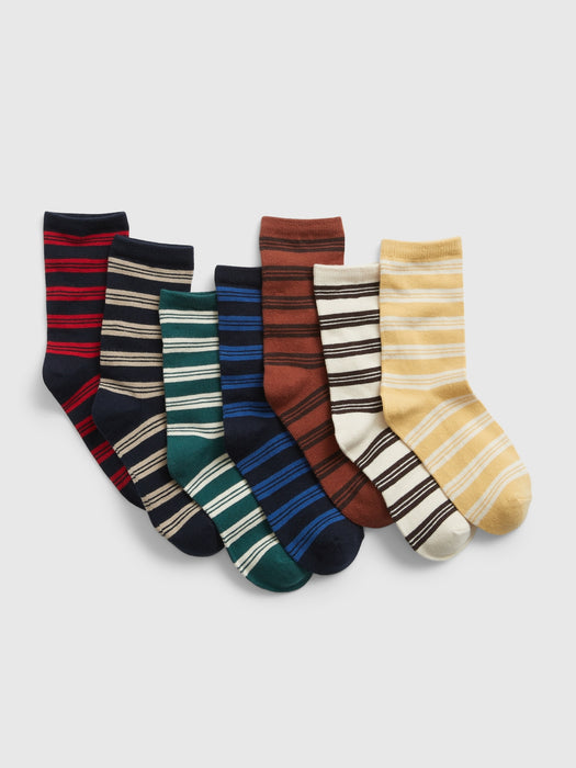 Kids Stripe Crew Socks (7-Pack) - multi