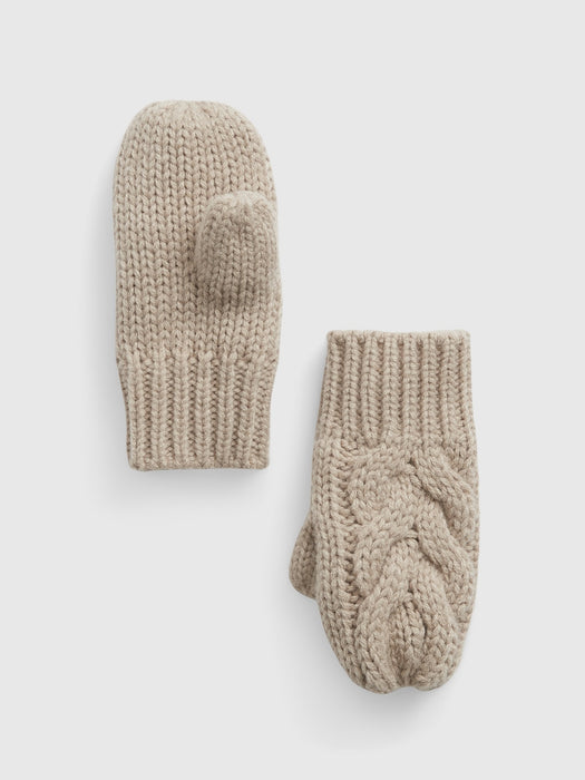 Toddler Cable-Knit Mittens - cobblestone beige