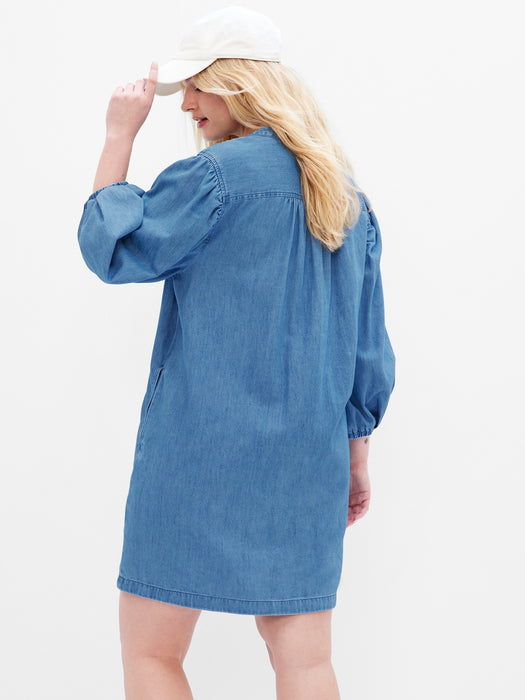 Denim Popover Mini Dress with Washwell