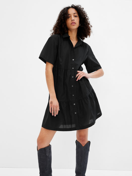 Tiered Mini Shirtdress