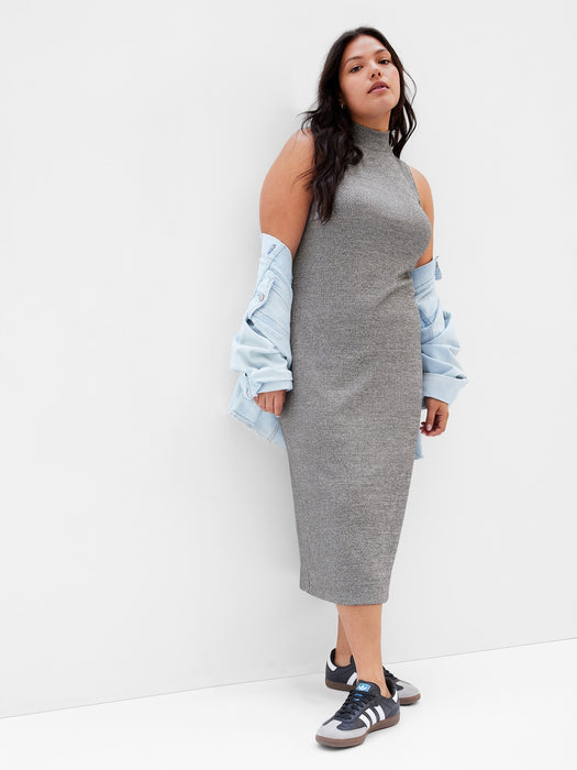 Mockneck Midi Dress - charcoal grey