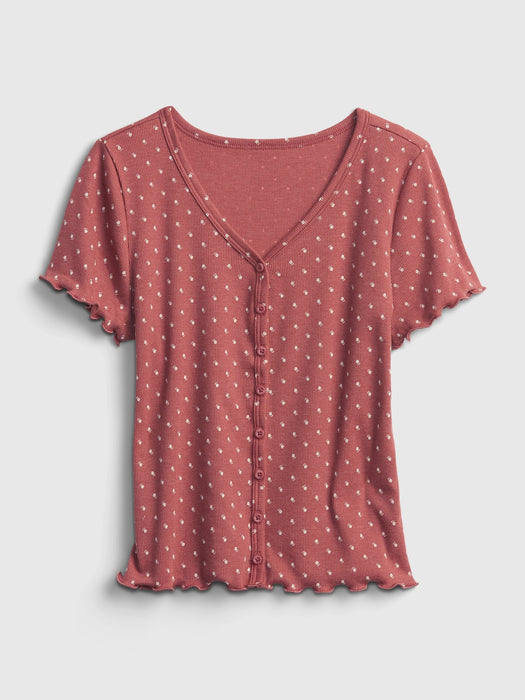 Teen V-Neck Top - cosmetic pink