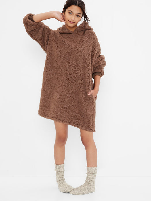 Teen Sherpa PJ Dress - brown