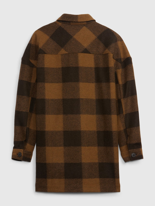 Teen Oversized Plaid Shirt Jacket - brown plaid