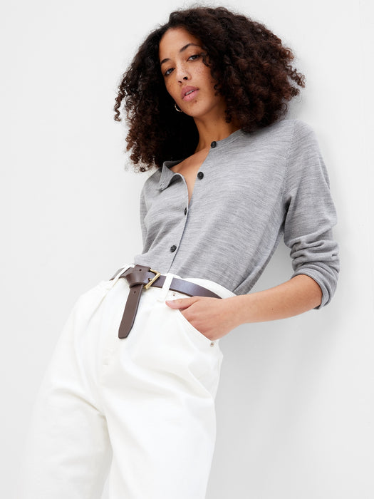 Merino Cardigan - light heather grey