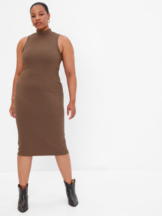 Mockneck Midi Dress - cozy brown