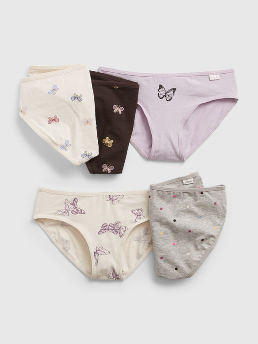 Kids Organic Cotton Butterfly  Bikini Briefs (5-Pack) - multi