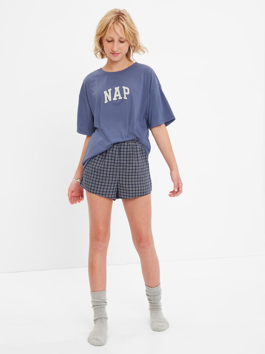 Teen 100% Recycled PJ Shorts Set - bainbridge blue