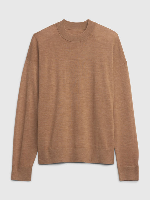 Merino Mockneck Sweater - camel heather