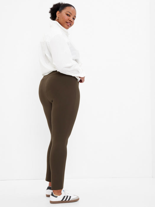 High Rise Ponte Skinny Pants - BROWN NOIR