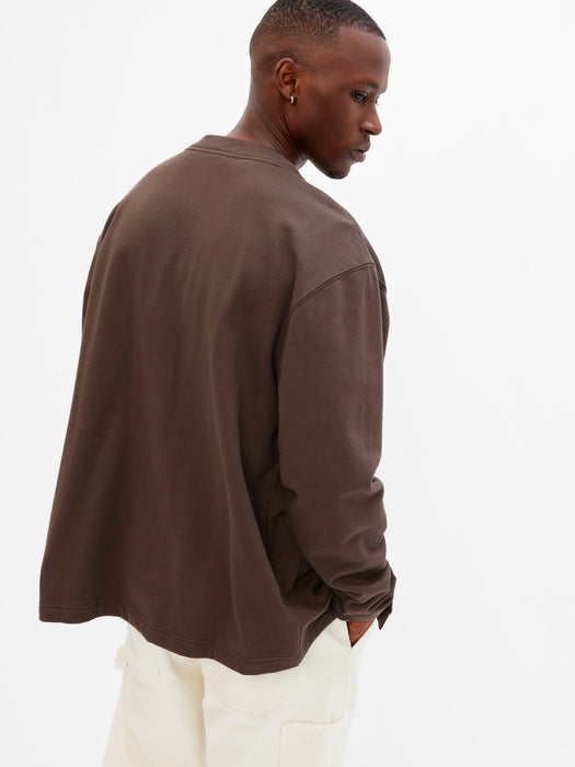 Organic Cotton Cardigan Sweatshirt - woodsy brown