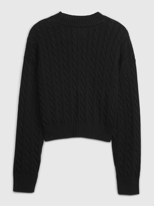 Teen 100% Organic Cotton Cable-Knit Sweater - black