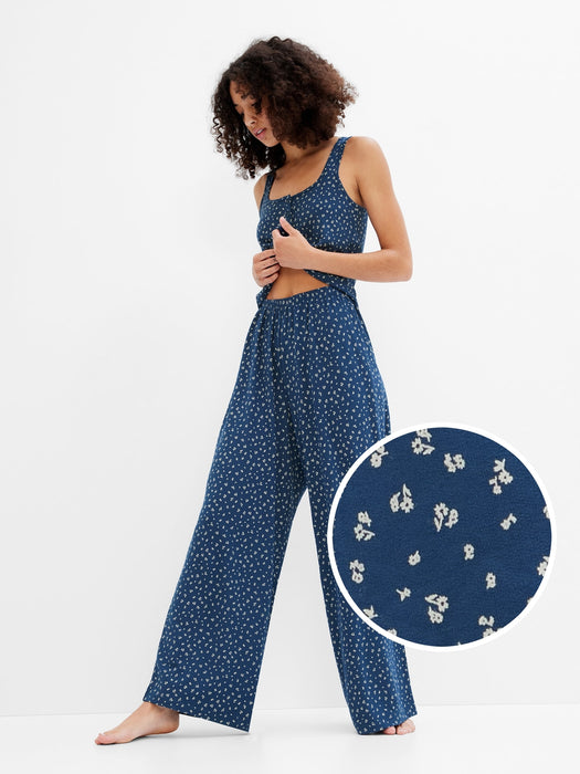 LENZING&#153 Modal Supersoft Flare Pull-On Pants - blue ditsy floral