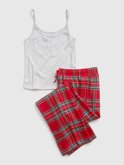 Teen 100% Recycled Flannel PJ Set - red plaid