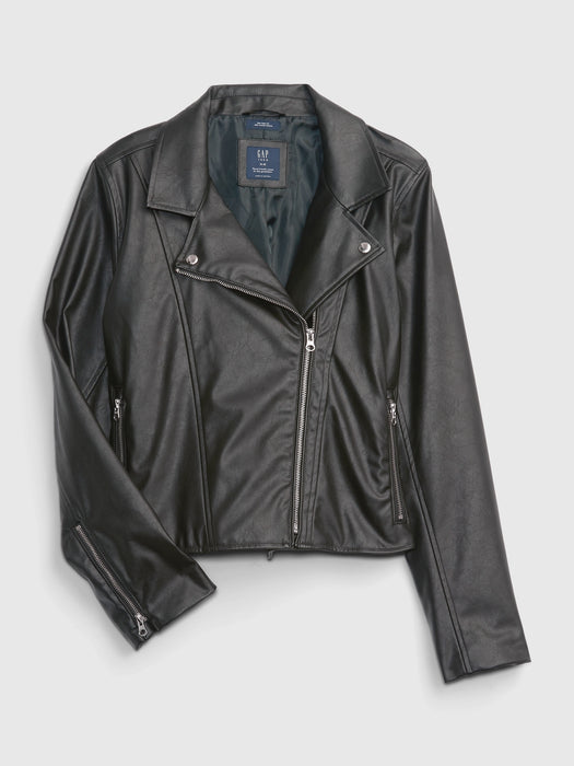 Teen 100% Recycled Faux-Leather Moto Jacket