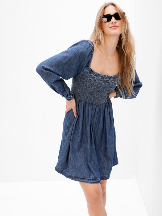 Denim Puff Mini Dress