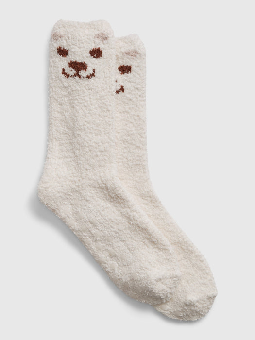 Cozy Socks - ivory beige bear