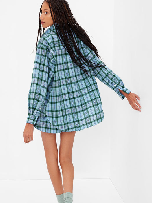 Plaid Crepe Pull-On Shorts - blue plaid