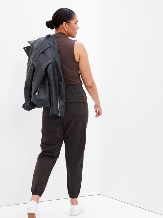 Ribbed Pull-On Joggers with Washwell - brown noir