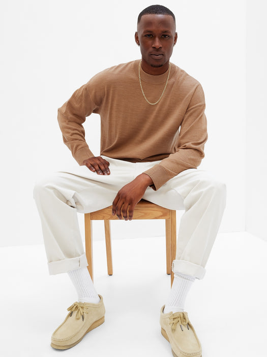 Merino Mockneck Sweater - camel heather