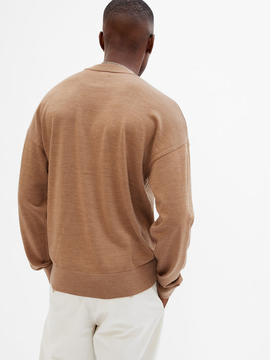 Merino Mockneck Sweater - camel heather