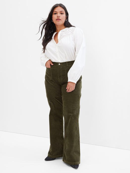 High Rise Corduroy '70s Flare Jeans with Washwell